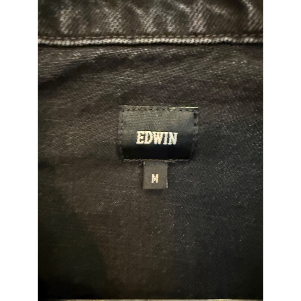 Edwin Trucker Denim Jacket Black Oversized‎ Streetwear Anthro Size M, Y2K - Picture 6 of 12